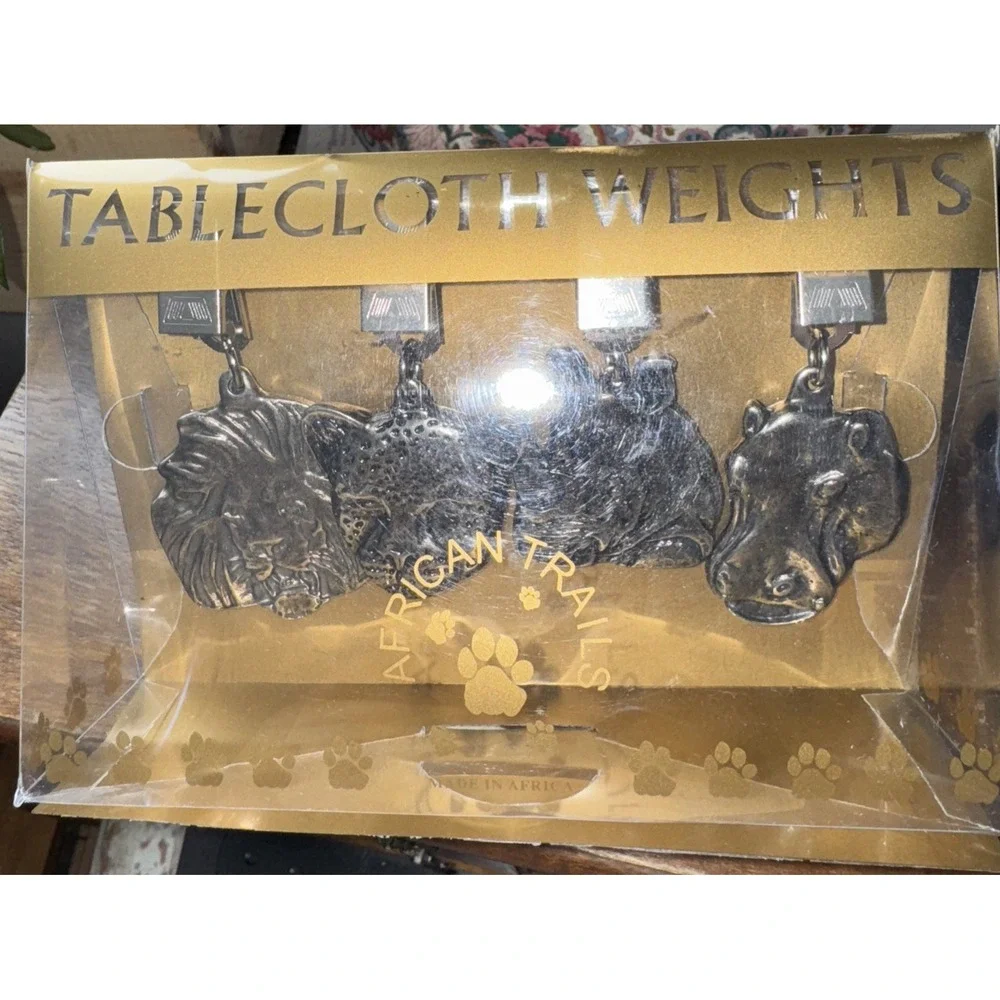 Cast Tablecloth Clips 4 Clamps Weight Tablecloth Holders African Safari Animals‎